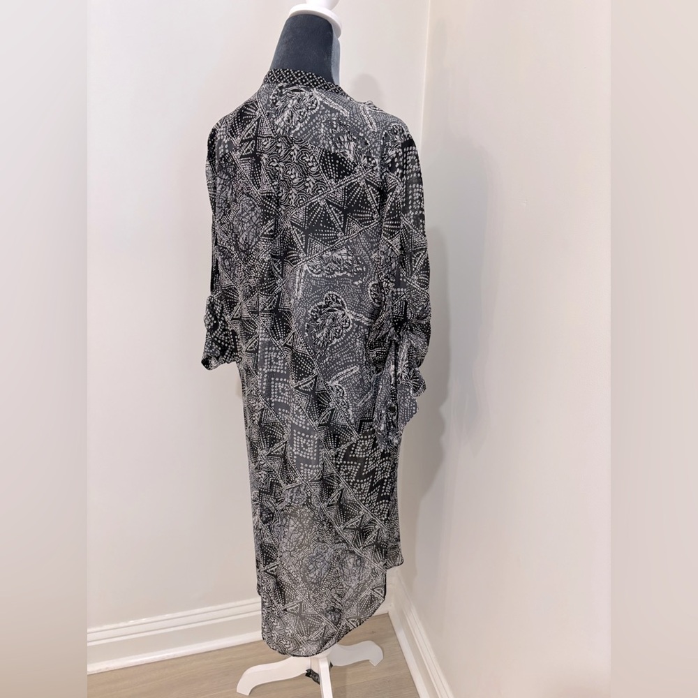 BCBG Black & White Kaftan Scarf Dress Size L - Picture 5 of 9